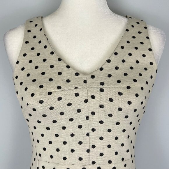 Tyler Boe Womens Kennedy Dot Sleeveless Shift Dress Cream Black Pockets size XS - Picture 3 of 11